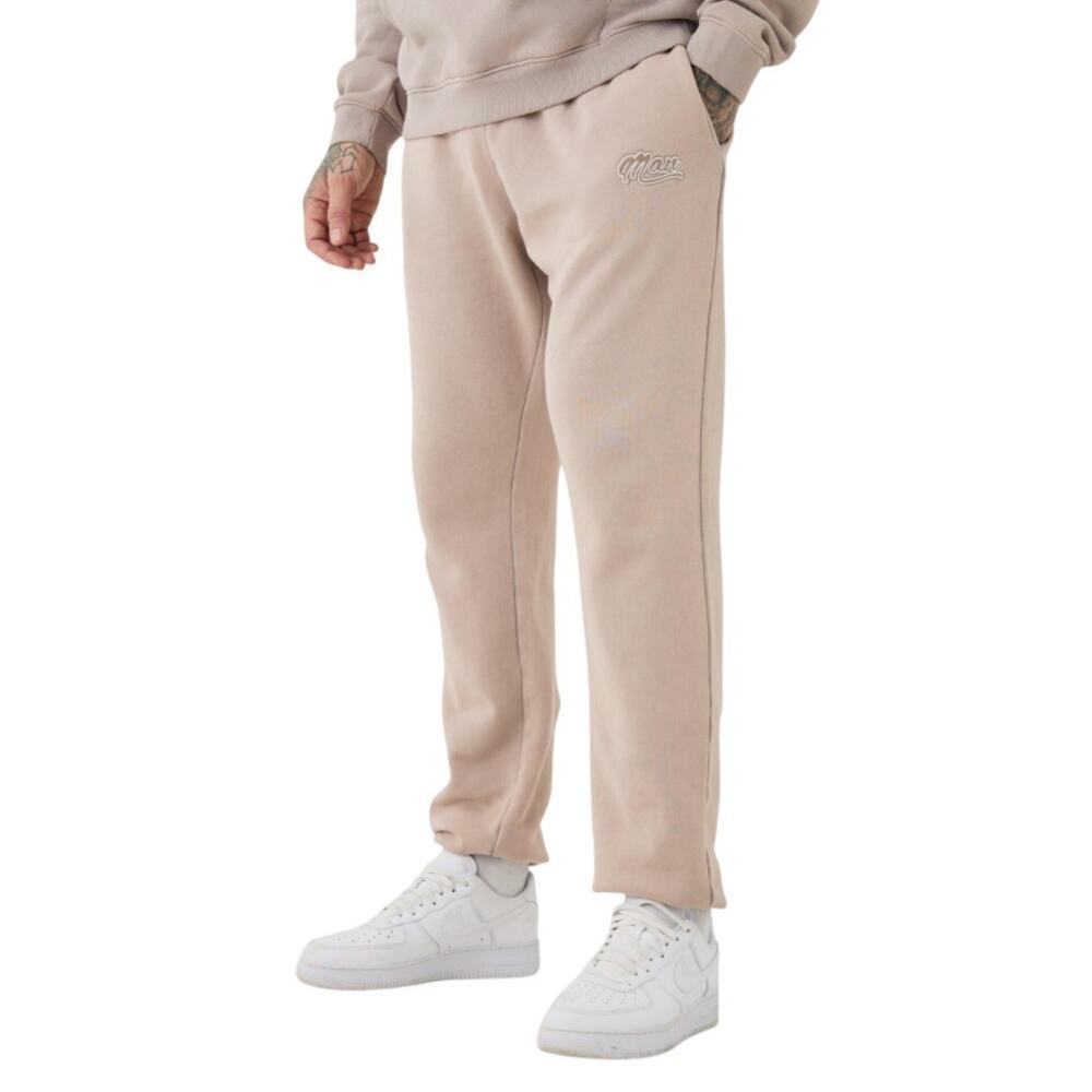 Boohoo Man Tall Core Fit Acid Wash Jogger in Taupe, Size M​​​